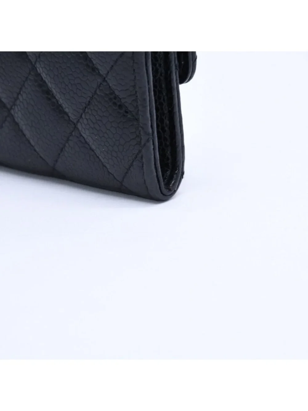 Chanel Quilted CC Logo Card Case Wallet Lambskin Black Gold